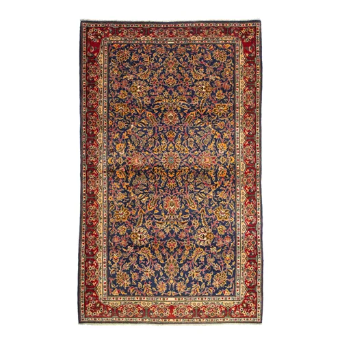 فرش دستبافت قالیچه سمنان قدیمی دلنشان، ابعاد: 145×262