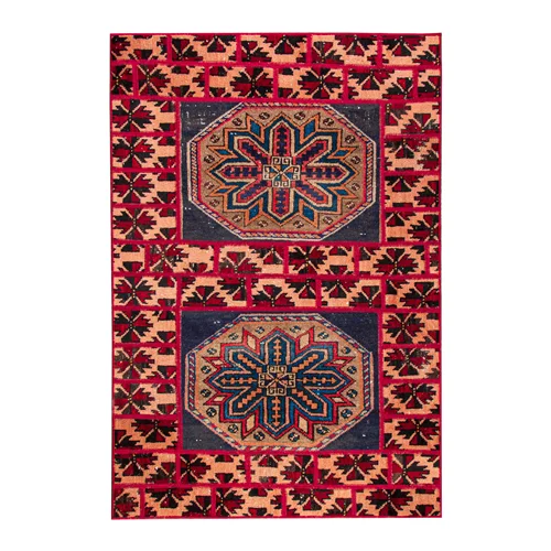 فرش دستبافت مدرن دلنشان، پچورک(چهل تکه)، سری ژرفا، ابعاد:100×147