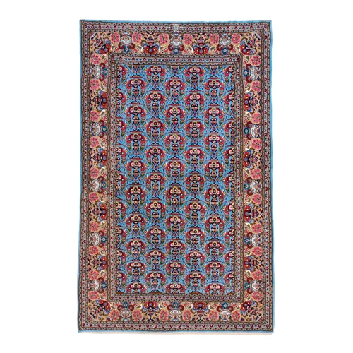فرش دستبافت کرک و ابریشم کاشان دلنشان، طرح ظل السلطان، ابعاد: 137×203