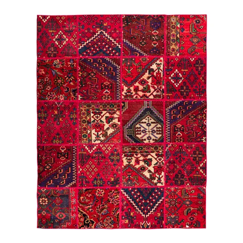 فرش دستبافت مدرن دلنشان، پچورک(چهل تکه)، سری ژرفا، ابعاد:156×196