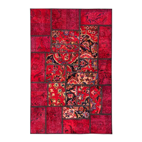 فرش دستبافت مدرن دلنشان، پچورک(چهل تکه)، ابعاد: 101×158
