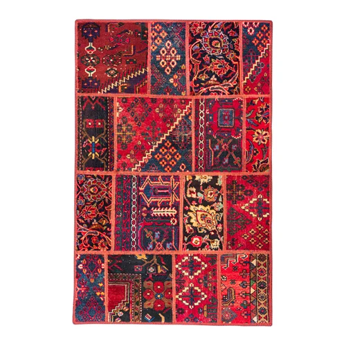 فرش دستبافت مدرن دل نشان،سری ژرفا، پچورک(چهل تکه)، ابعاد: 100×154